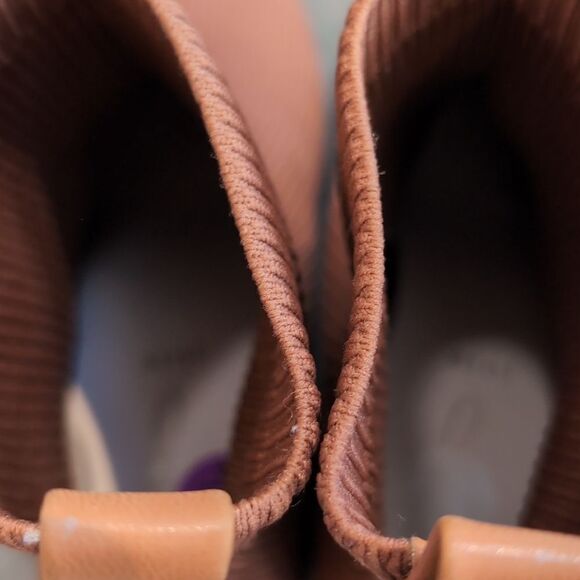 Joie Revolve Neely Sock Ribbed Ankle Booties Sz 8.5 Chestnut Brown Block Heel - Picture 10 of 12